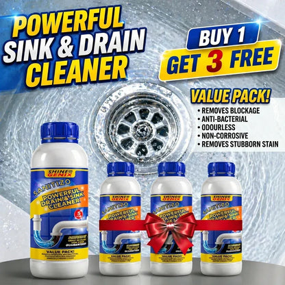 SANITIZO POWERFUL DRAIN & SINK CLEANER POWDER (PACK OF 4)