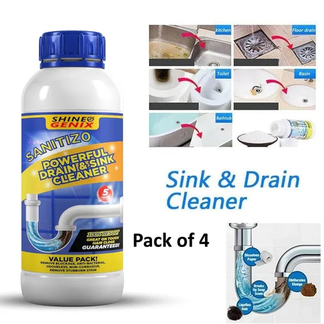 SANITIZO POWERFUL DRAIN & SINK CLEANER POWDER (PACK OF 4)